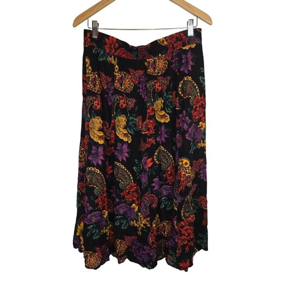 Vtg Norton McNaughton Paisley Multicolor Midi Skirt 14 Fall Moody Floral Stretch - Picture 6 of 6